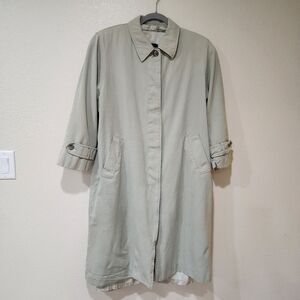 Vintage Sanyo Wool Trench Coat Button Back Slit Tan Made in USA Women's size 14